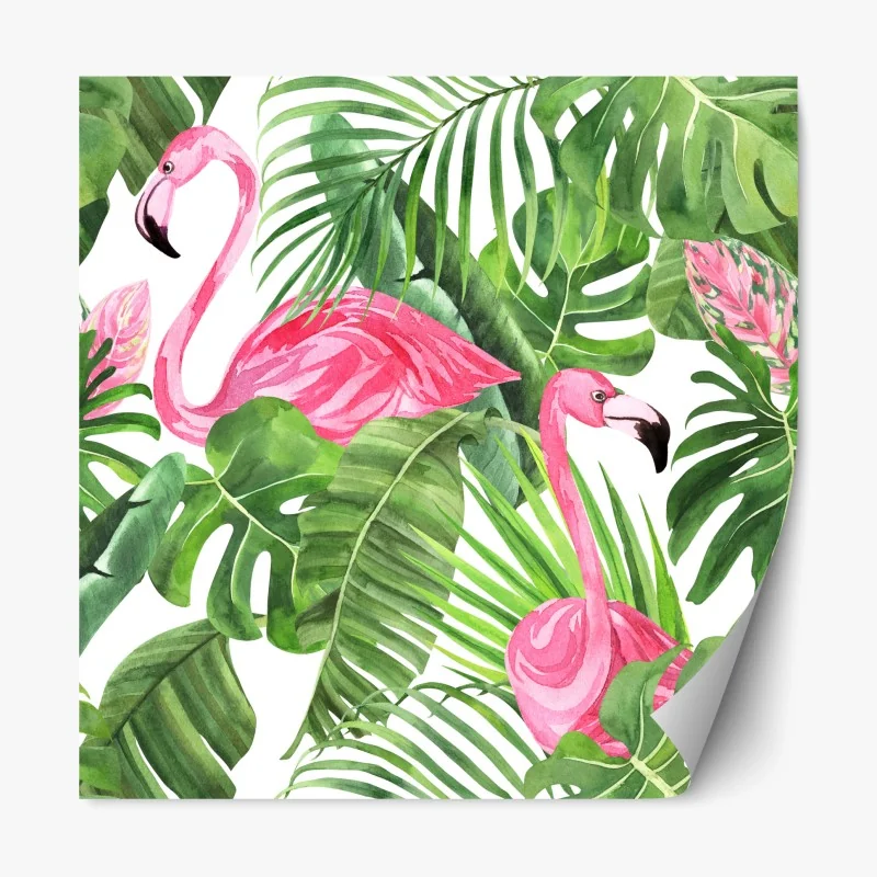 Repositionierbarer Aufkleber rosa flamingos tropisches aquarellmuster