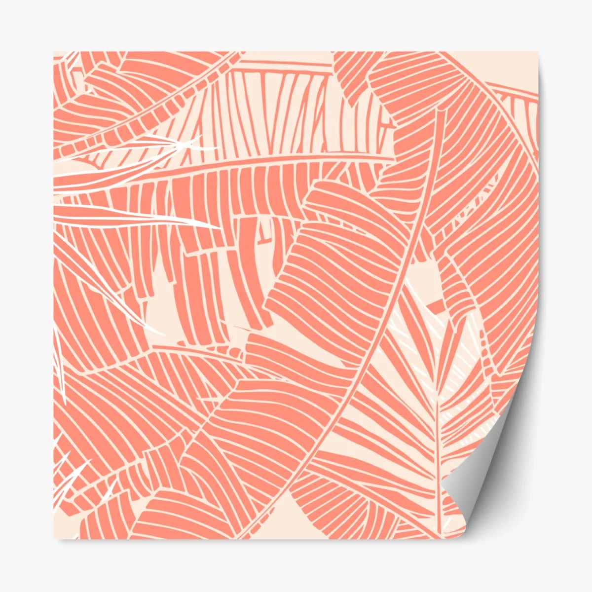 Repositionierbarer Aufkleber korallenfarbenes tropisches blattmuster – Wallnifity® Repositionierbarer Aufkleber korallenfarbenes tropisches blattmuster – Wallnifity®