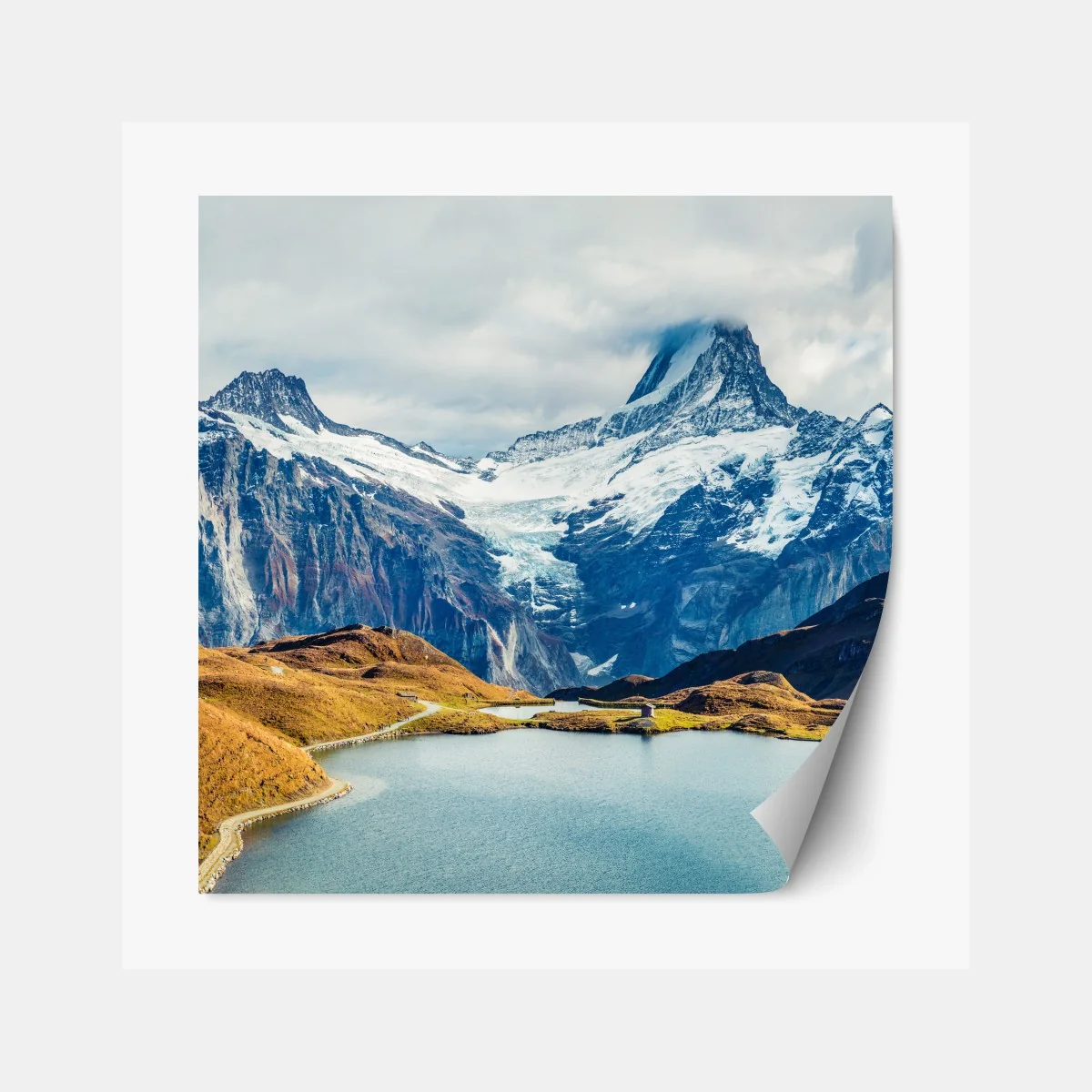 Repositionierbarer Aufkleber morgendliche aussicht am Bachalpsee, Schweizer Alpen – Wallnifity® Repositionierbarer Aufkleber morgendliche aussicht am Bachalpsee, Schweizer Alpen – Wallnifity®