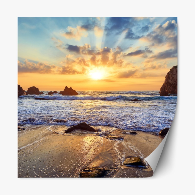 Repositionierbarer Aufkleber majestätische bergpanorama mit grünen hügeln – Wallnifity®