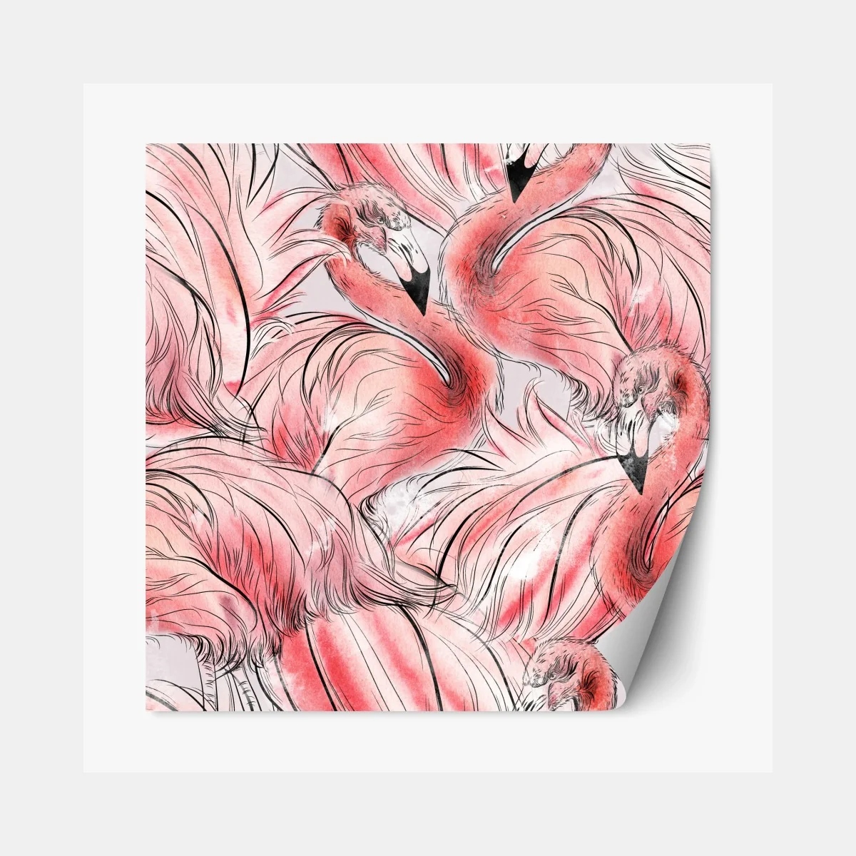 Repositionierbarer Aufkleber aquarell flamingo nahtloses muster – Wallnifity® Repositionierbarer Aufkleber aquarell flamingo nahtloses muster – Wallnifity®