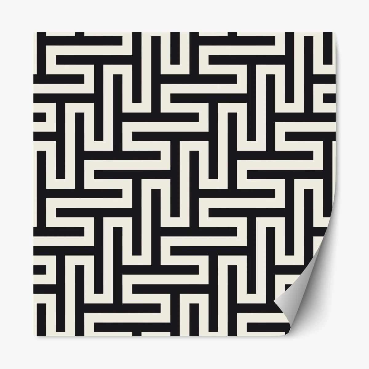 Repositionierbarer Aufkleber geometrisches labyrinthmuster in beige und schwarz – Wallnifity® Repositionierbarer Aufkleber geometrisches labyrinthmuster in beige und schwarz – Wallnifity®
