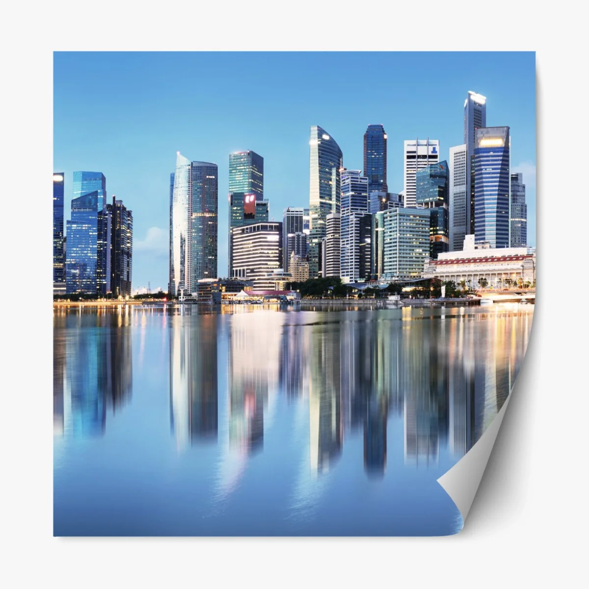 Repositionierbarer Aufkleber moderne stadtskyline gespiegelt im wasser – Wallnifity® Repositionierbarer Aufkleber moderne stadtskyline gespiegelt im wasser – Wallnifity®