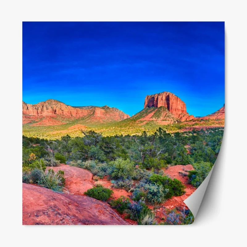 Repositionierbarer Aufkleber panoramablick auf Bell Rock und Courthouse Butte, Sedona