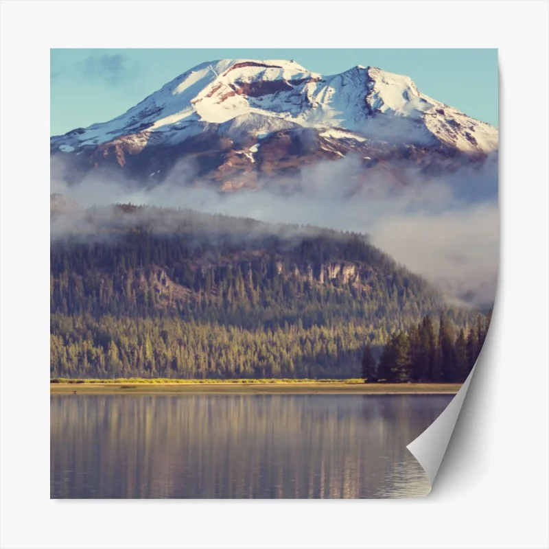 Repositionierbarer Aufkleber ruhiger bergsee in Oregon