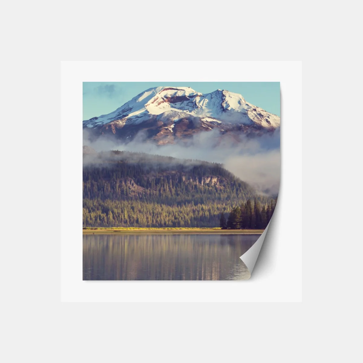 Repositionierbarer Aufkleber ruhiger bergsee in Oregon – Wallnifity®
