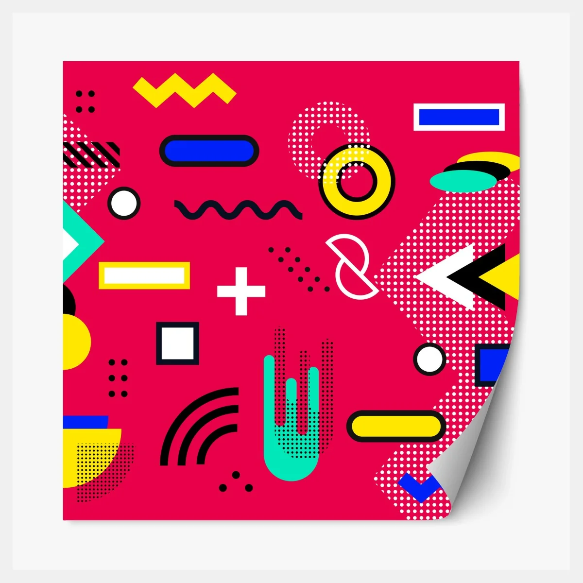 Repositionierbarer Aufkleber lebhaftes geometrisches pop-muster – Wallnifity® Repositionierbarer Aufkleber lebhaftes geometrisches pop-muster – Wallnifity®