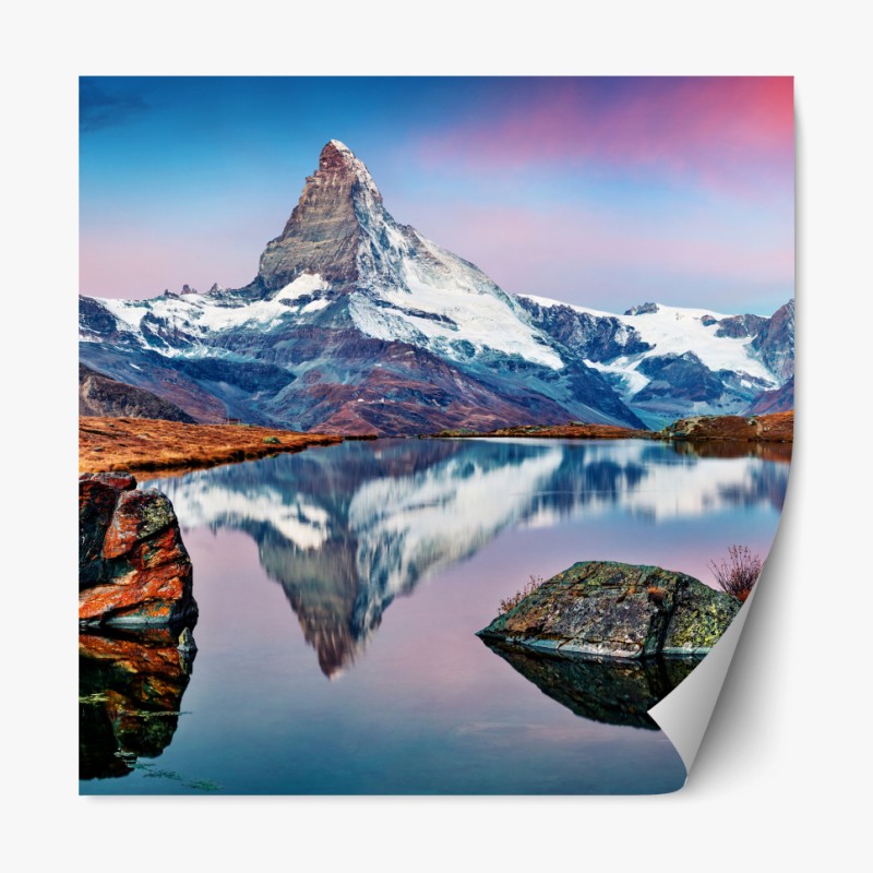 Repositionierbarer Aufkleber verspielte cartoonszene auf türkisem hintergrund – Wallnifity®