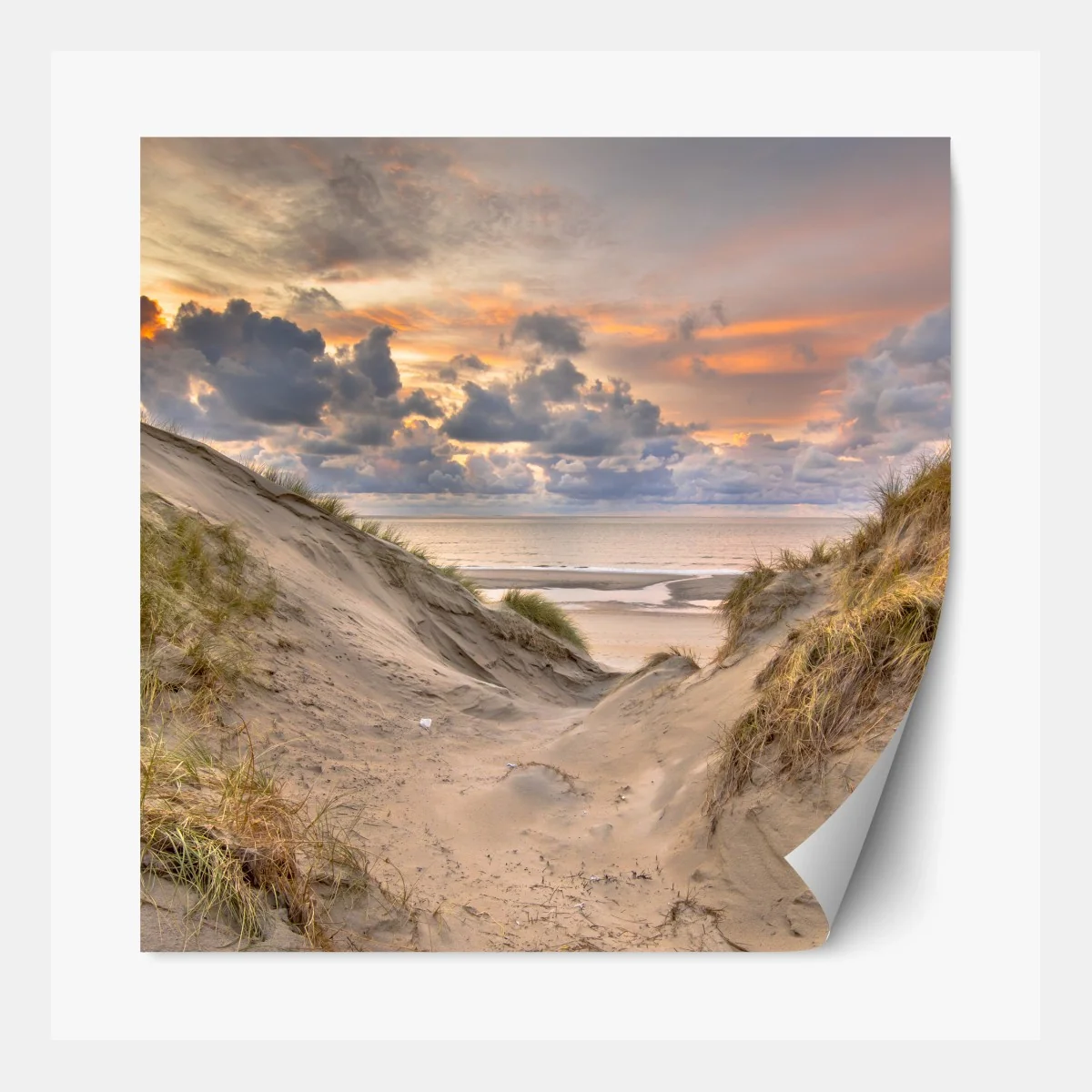 Repositionierbarer Aufkleber sonnenuntergang über den dünen – Wallnifity® Repositionierbarer Aufkleber sonnenuntergang über den dünen – Wallnifity®