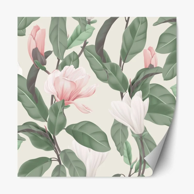 Repositionierbarer Aufkleber pastell magnolienmuster