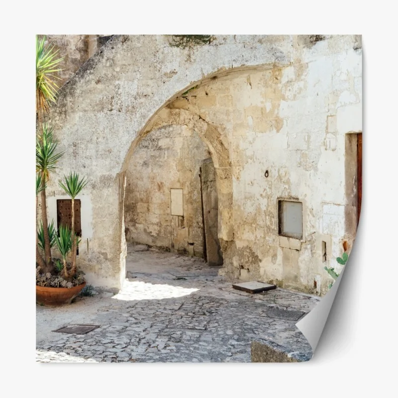 Repositionierbarer Aufkleber mediterraner steinhof mit bogen