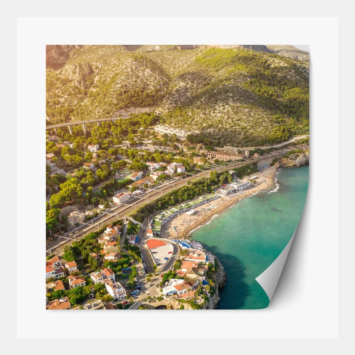 Repositionierbarer Aufkleber türkise küstenlandschaft aus der vogelperspektive – Wallnifity® Repositionierbarer Aufkleber türkise küstenlandschaft aus der vogelperspektive – Wallnifity®