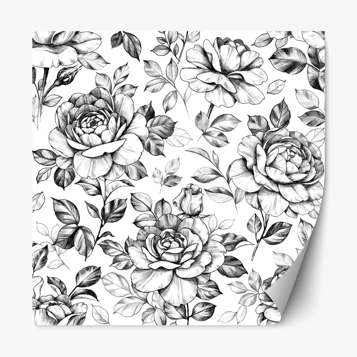 Repositionierbarer Aufkleber handgezeichnetes rosenmuster – Wallnifity® Repositionierbarer Aufkleber handgezeichnetes rosenmuster – Wallnifity®