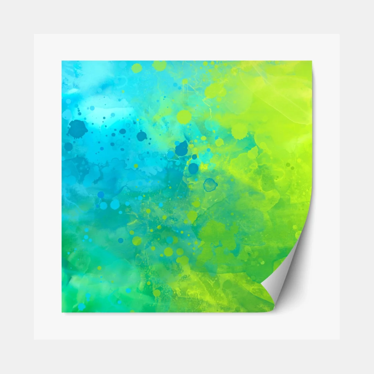 Repositionierbarer Aufkleber lebhafte türkis und limetten aquarellspritzer – Wallnifity® Repositionierbarer Aufkleber lebhafte türkis und limetten aquarellspritzer – Wallnifity®
