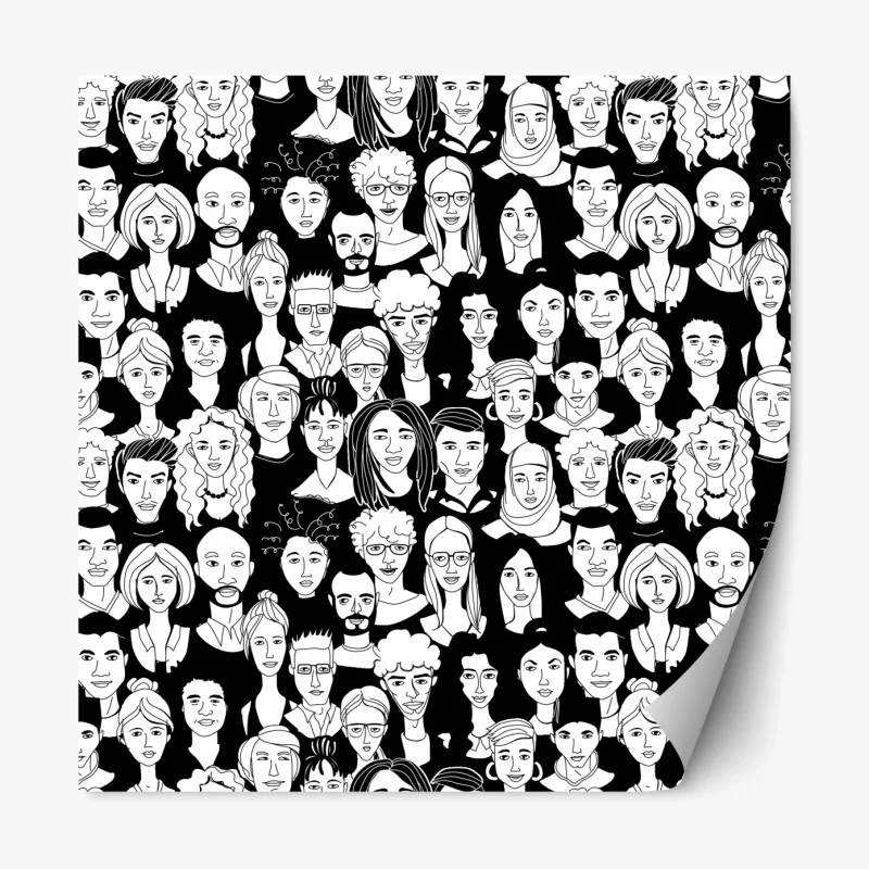 Repositionierbarer Aufkleber muster mit vielfältigen gesichtern