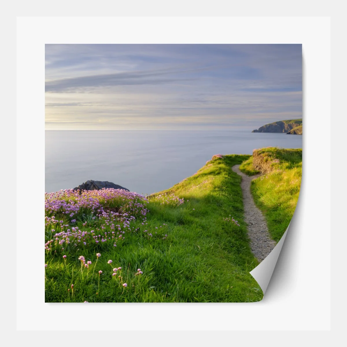 Repositionierbarer Aufkleber Ceibwr Bay küstenpfad bei dämmerung – Wallnifity®