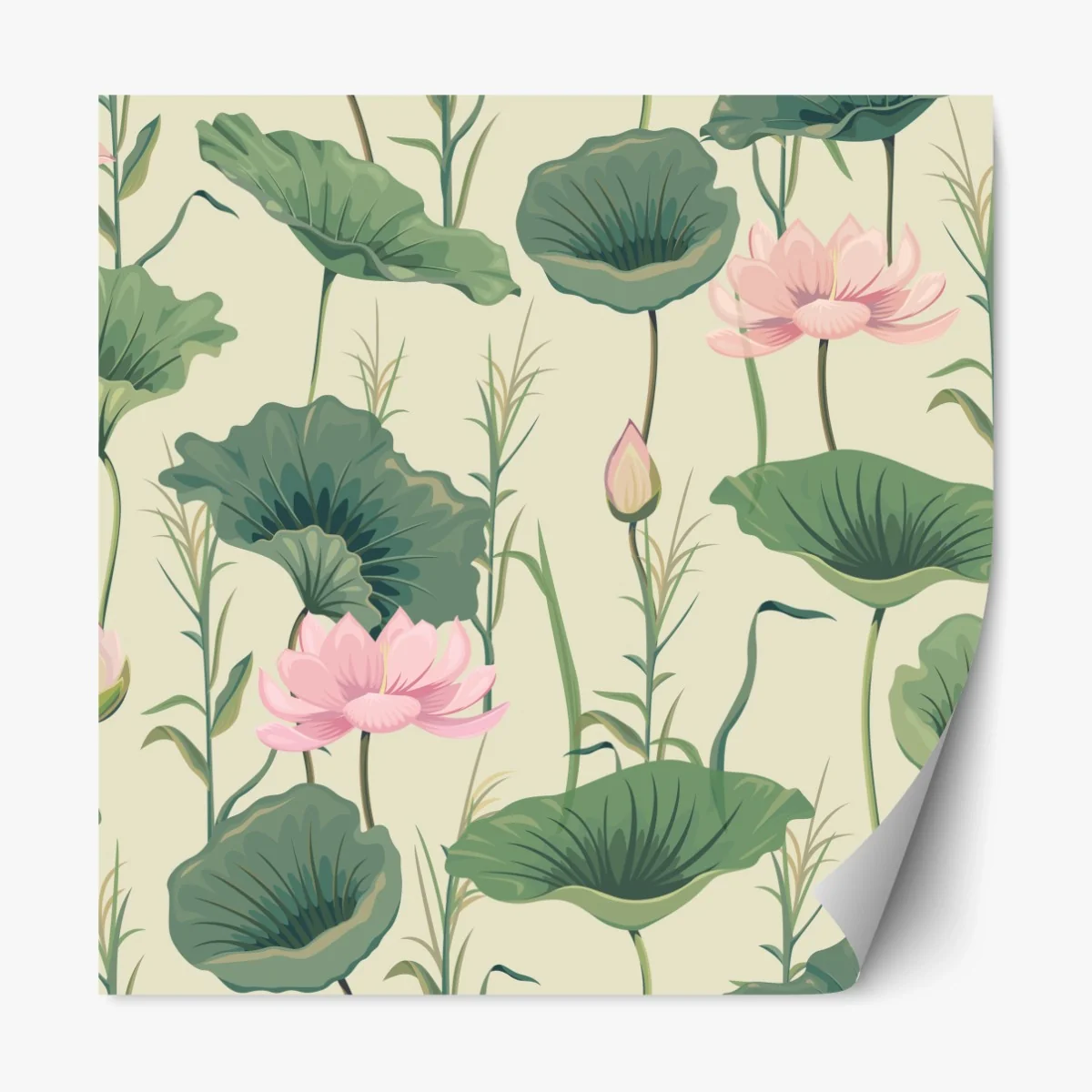 Repositionierbarer Aufkleber sanfter lotusgarten botanisches muster – Wallnifity® Repositionierbarer Aufkleber sanfter lotusgarten botanisches muster – Wallnifity®