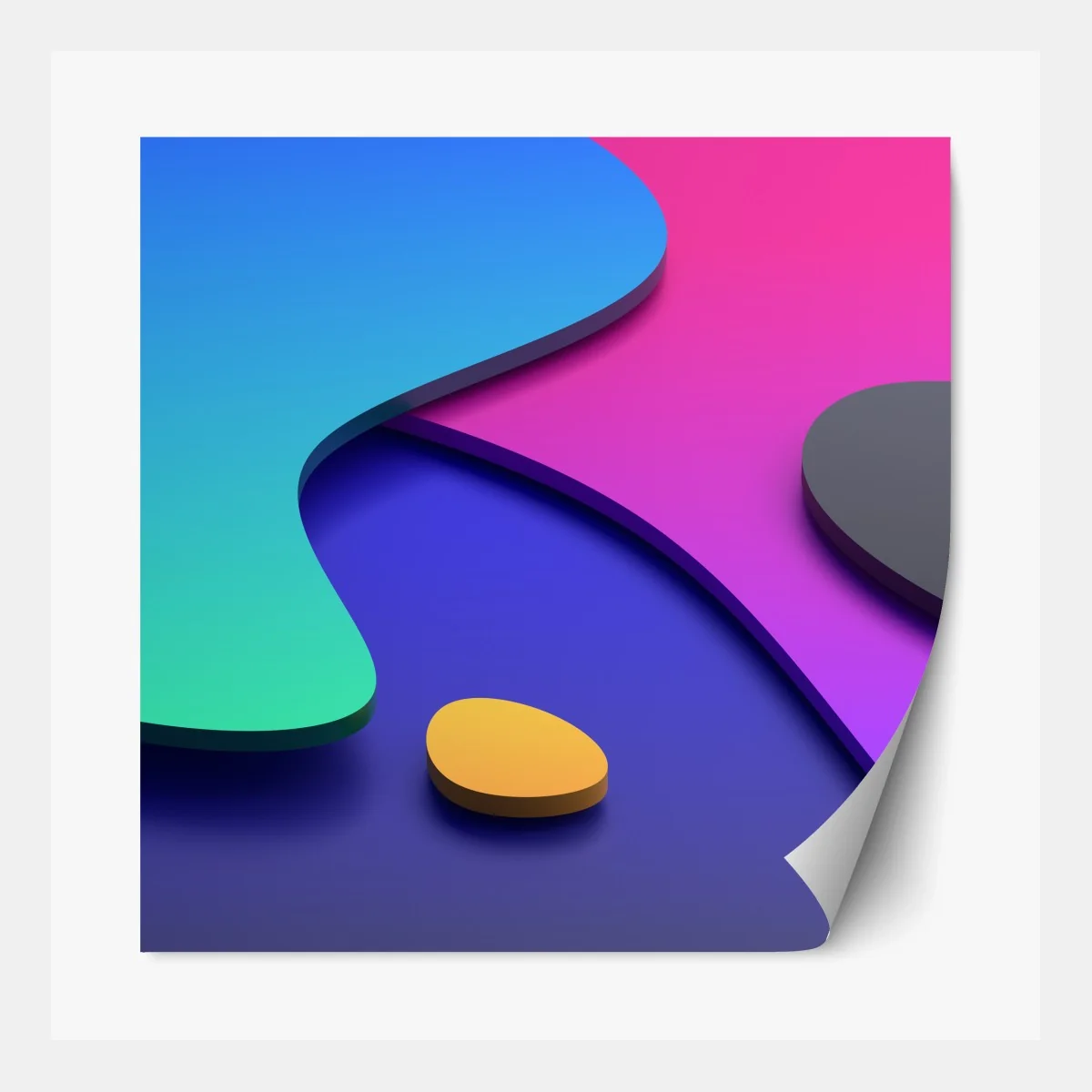 Repositionierbarer Aufkleber lebhafte abstrakte 3d-kurven – Wallnifity® Repositionierbarer Aufkleber lebhafte abstrakte 3d-kurven – Wallnifity®