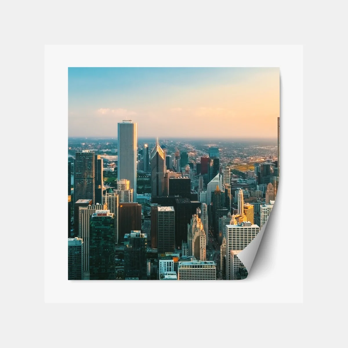 Repositionierbarer Aufkleber Chicago skyline bei sonnenuntergang – Wallnifity® Repositionierbarer Aufkleber Chicago skyline bei sonnenuntergang – Wallnifity®