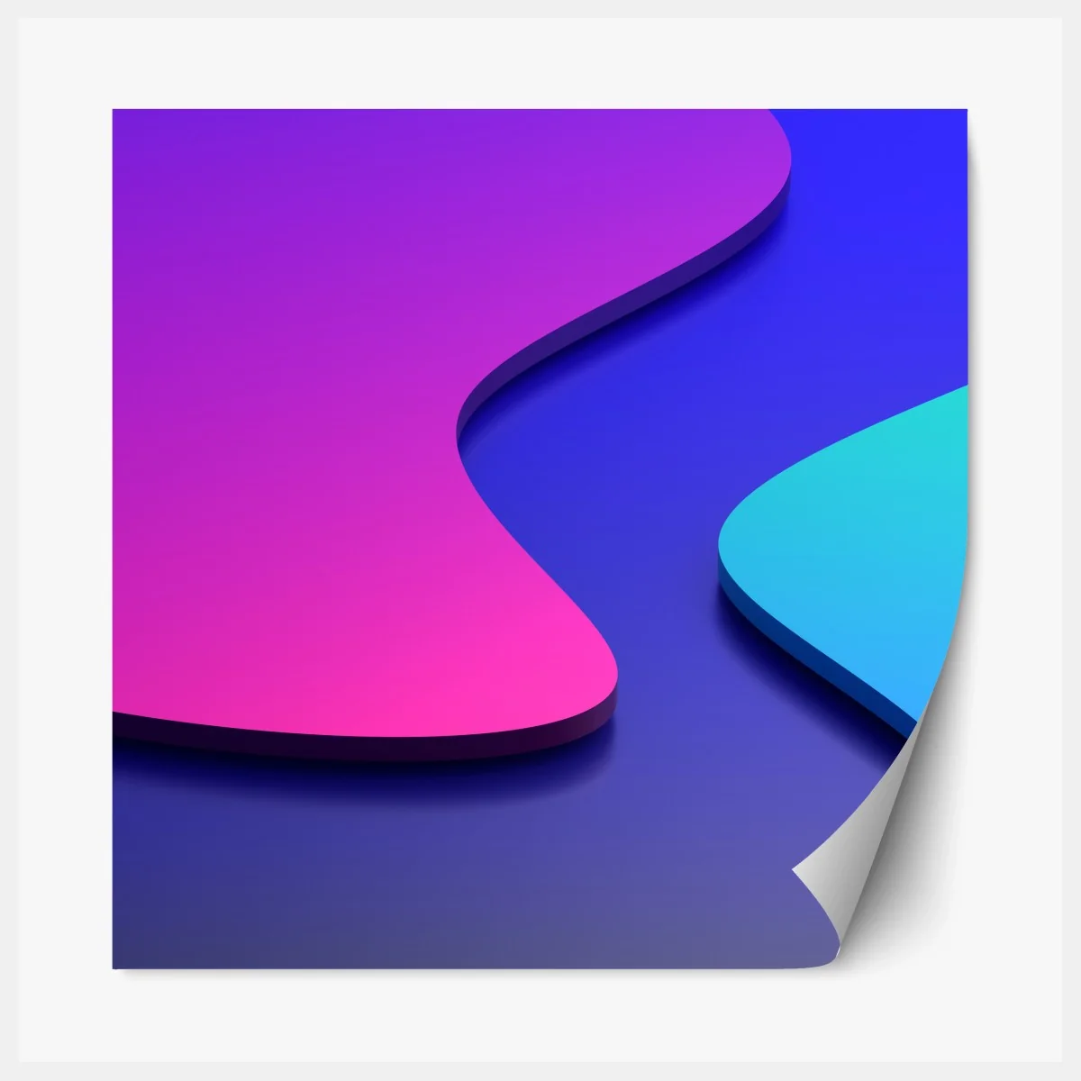 Repositionierbarer Aufkleber leuchtende lila-blaue abstrakte 3d-formen – Wallnifity® Repositionierbarer Aufkleber leuchtende lila-blaue abstrakte 3d-formen – Wallnifity®