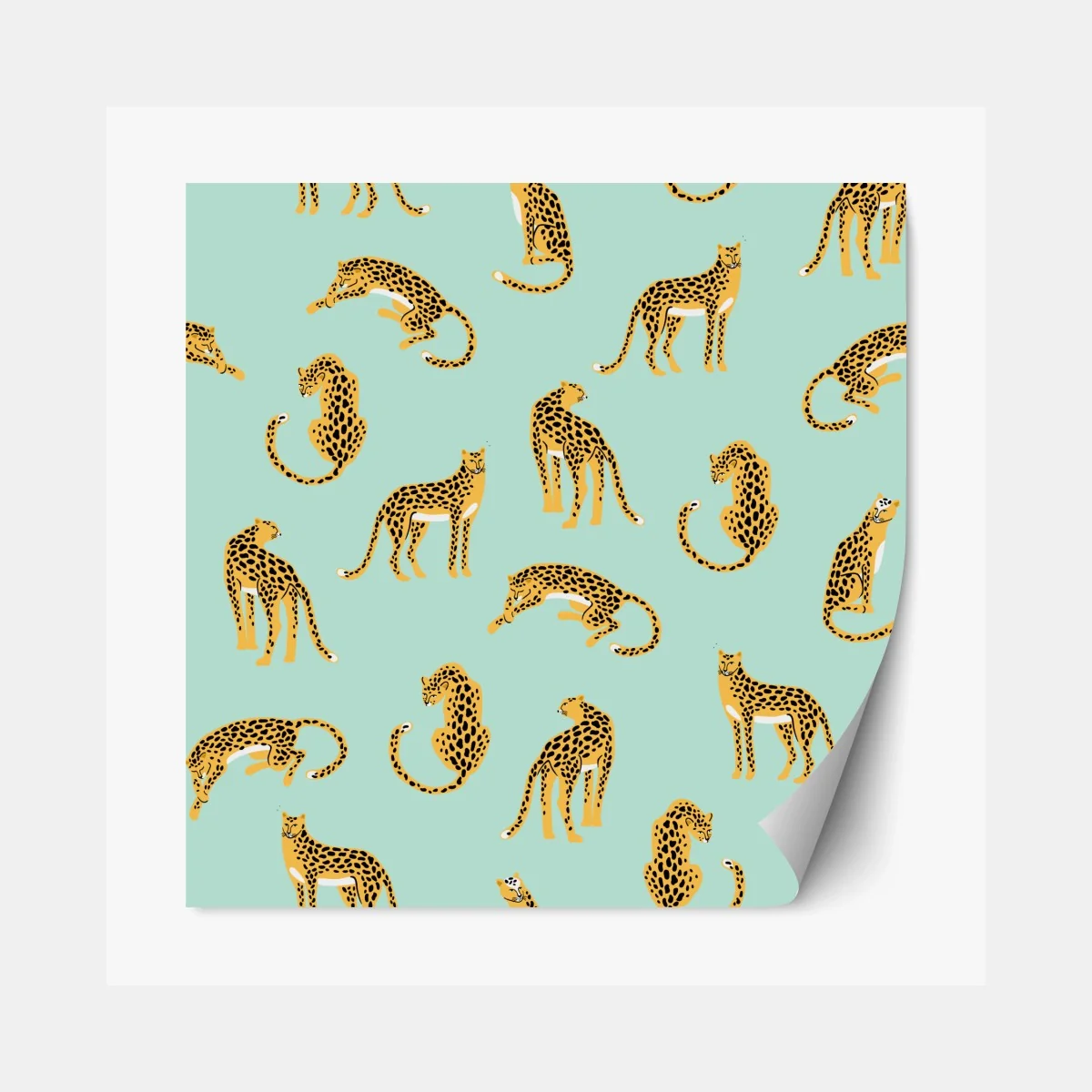 Repositionierbarer Aufkleber verspieltes gepardenmuster auf türkisgrund – Wallnifity® Repositionierbarer Aufkleber verspieltes gepardenmuster auf türkisgrund – Wallnifity®