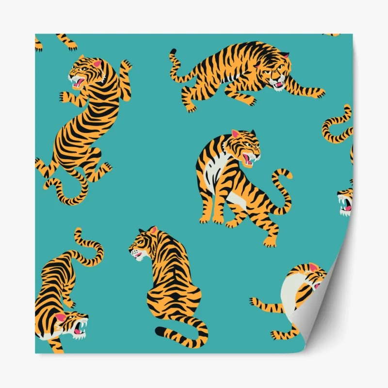 Repositionierbarer Aufkleber tropisches muster mit strelitzien – Wallnifity®