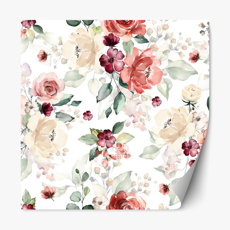 Repositionierbarer Aufkleber zartes aquarell rosenmuster