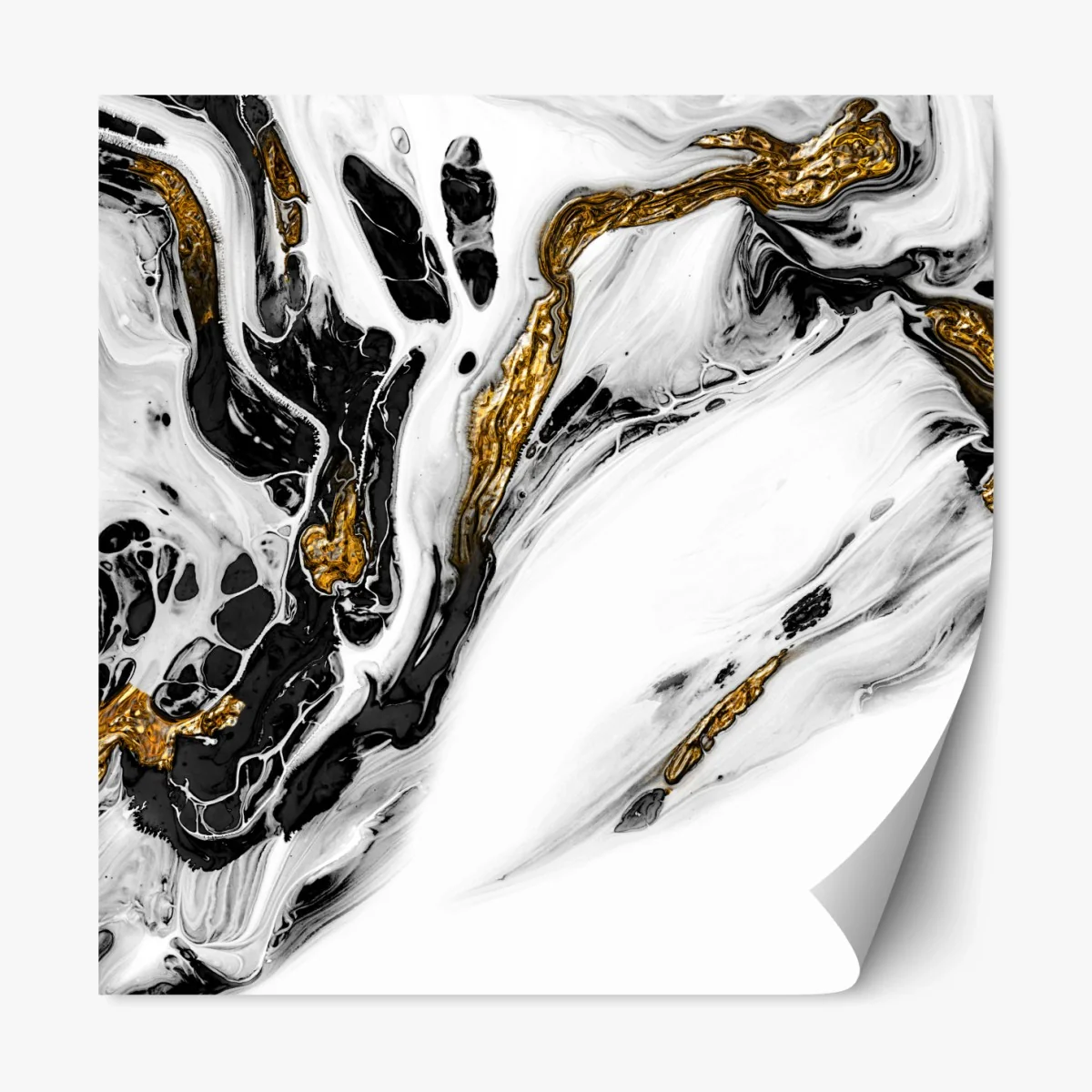 Repositionierbarer Aufkleber schwarz-weiße abstraktion mit goldenen adern – Wallnifity® Repositionierbarer Aufkleber schwarz-weiße abstraktion mit goldenen adern – Wallnifity®