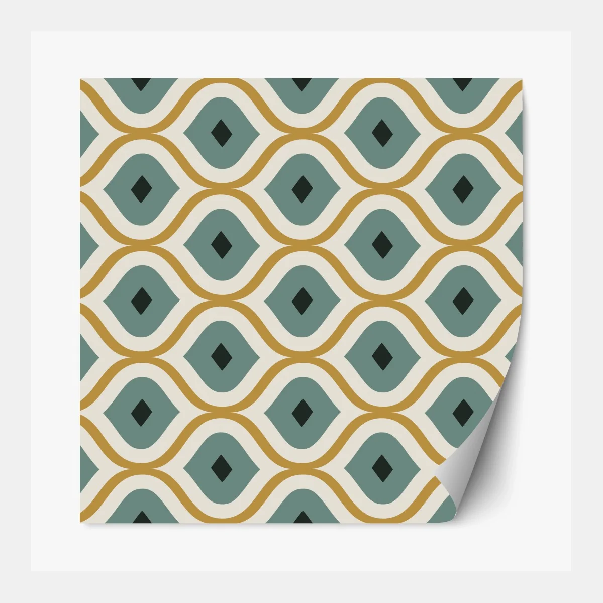 Repositionierbarer Aufkleber türkis-goldenes geometrisches ornament – Wallnifity® Repositionierbarer Aufkleber türkis-goldenes geometrisches ornament – Wallnifity®