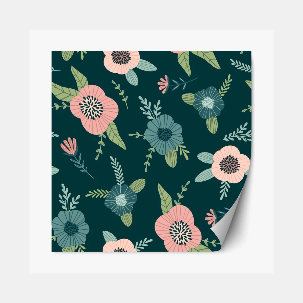 Repositionierbarer Aufkleber pastelliges botanisches blumenmuster – Wallnifity® Repositionierbarer Aufkleber pastelliges botanisches blumenmuster – Wallnifity®