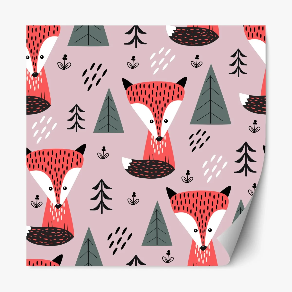 Repositionierbarer Aufkleber verspieltes fuchswaldmuster – Wallnifity® Repositionierbarer Aufkleber verspieltes fuchswaldmuster – Wallnifity®