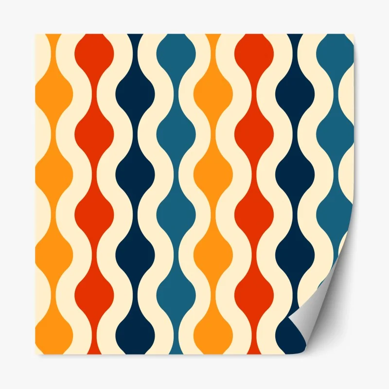 Repositionierbarer Aufkleber retro welliges mid-century muster