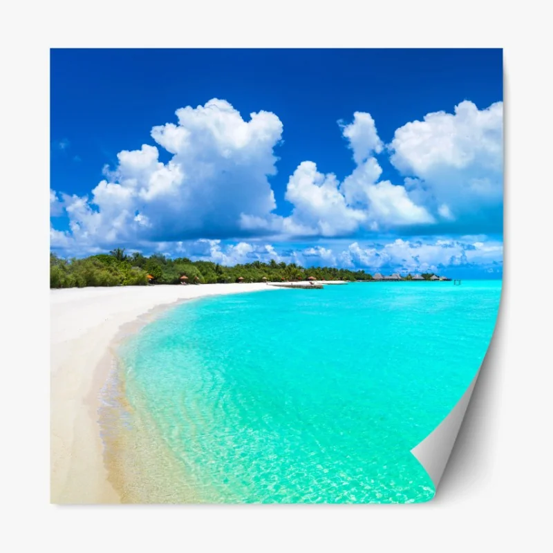 Repositionierbarer Aufkleber Malediven türkisstrand panorama