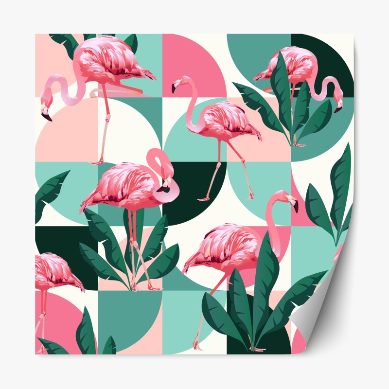 Repositionierbarer Aufkleber verspieltes rosa flamingo-muster