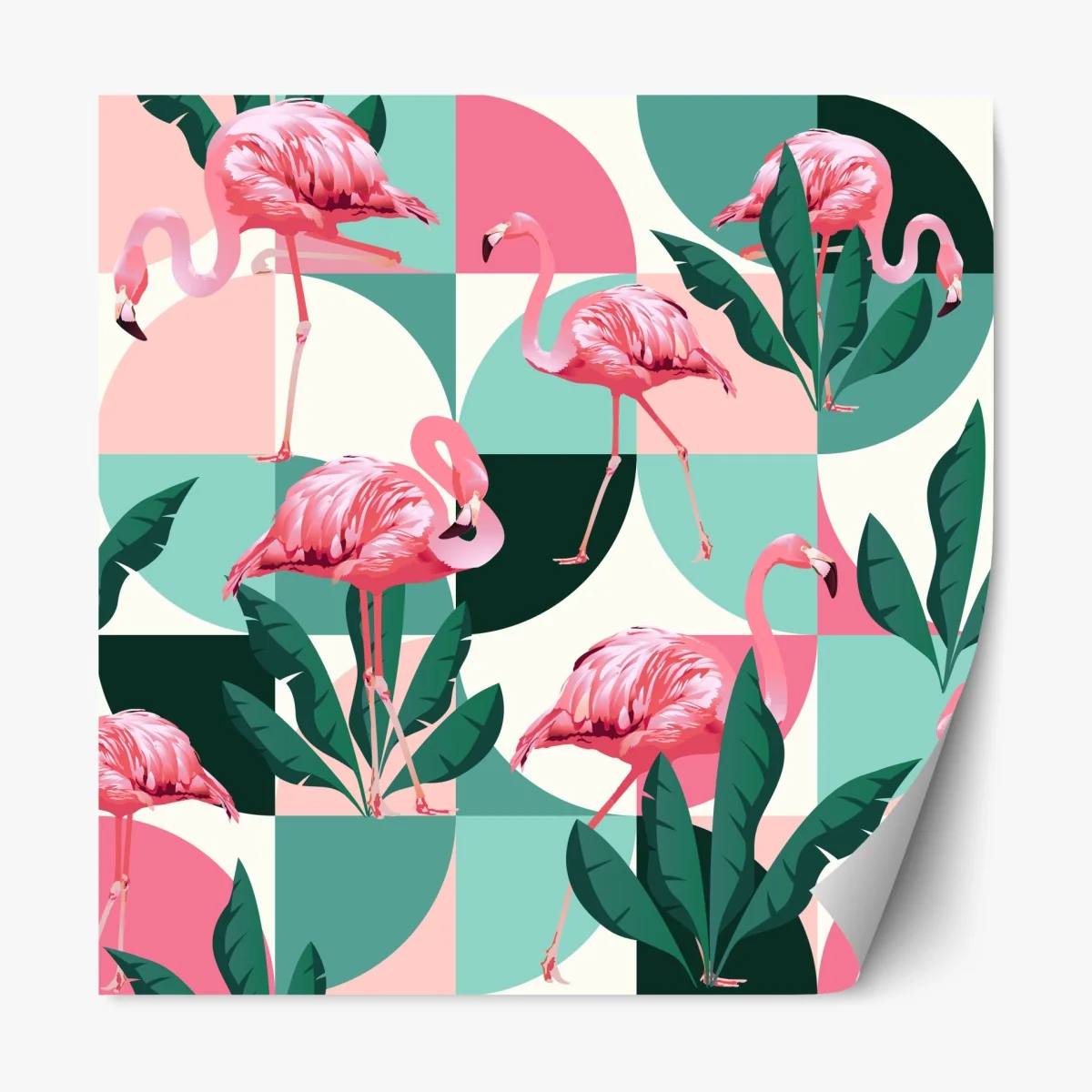 Repositionierbarer Aufkleber verspieltes rosa flamingo-muster – Wallnifity®