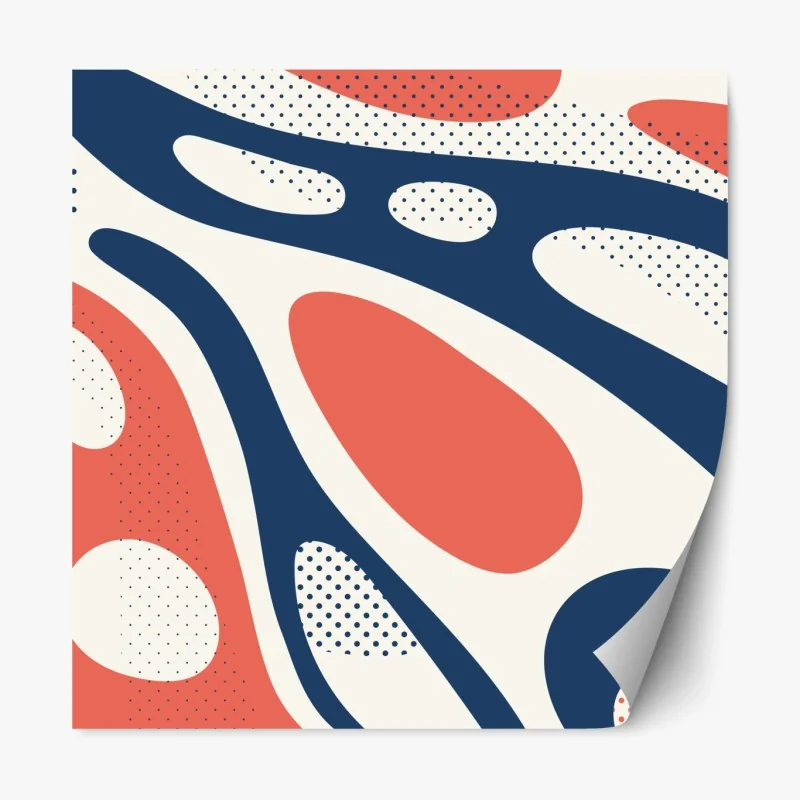 Repositionierbarer Aufkleber retro korallenrot und marineblau abstraktes muster