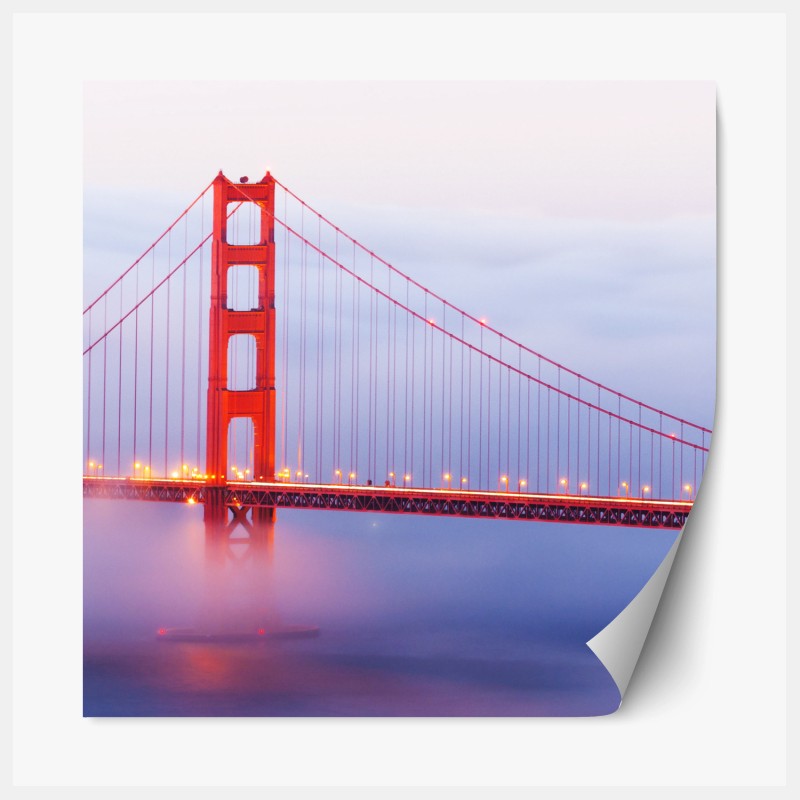 Repositionierbarer Aufkleber Golden Gate brücke im nebel