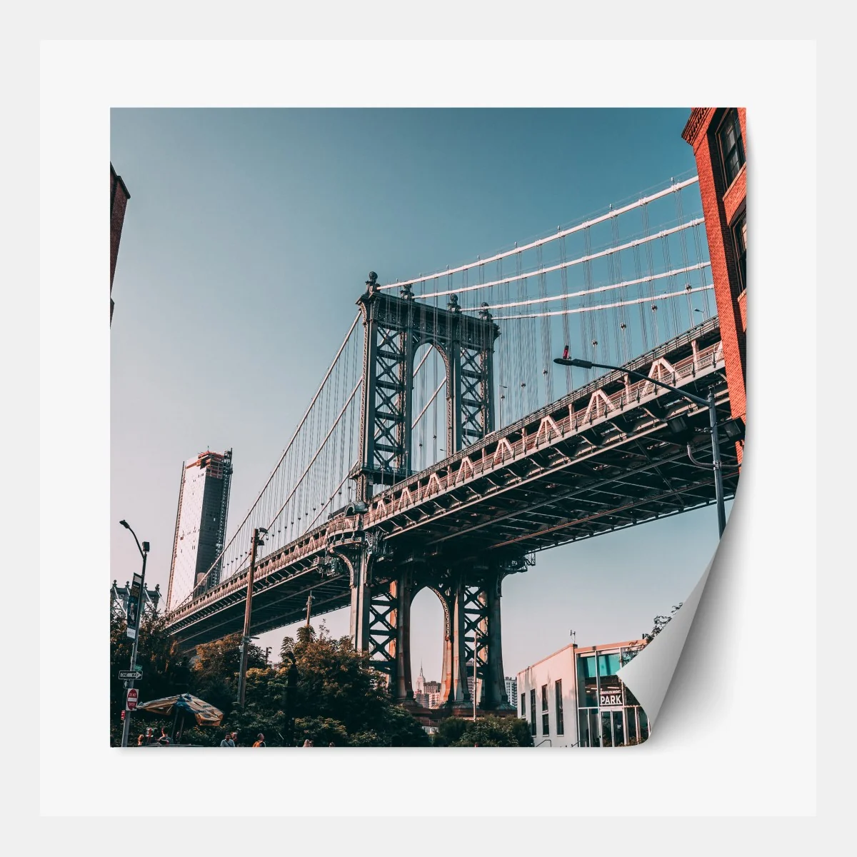 Repositionierbarer Aufkleber Manhattan brücke in urbaner perspektive – Wallnifity® Repositionierbarer Aufkleber Manhattan brücke in urbaner perspektive – Wallnifity®