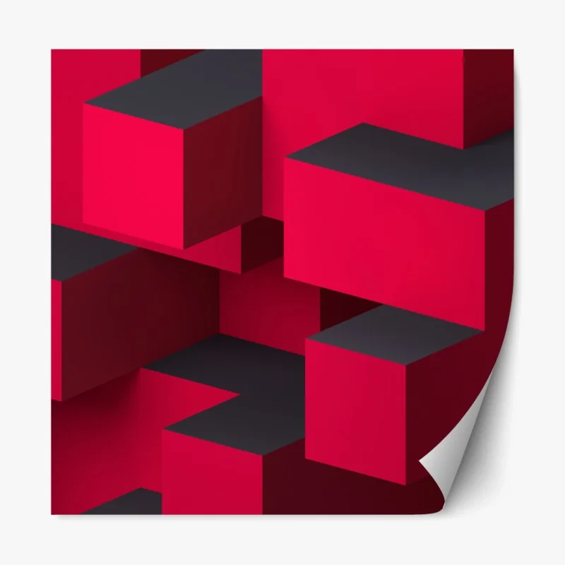 Repositionierbarer Aufkleber kräftige rote geometrische blöcke