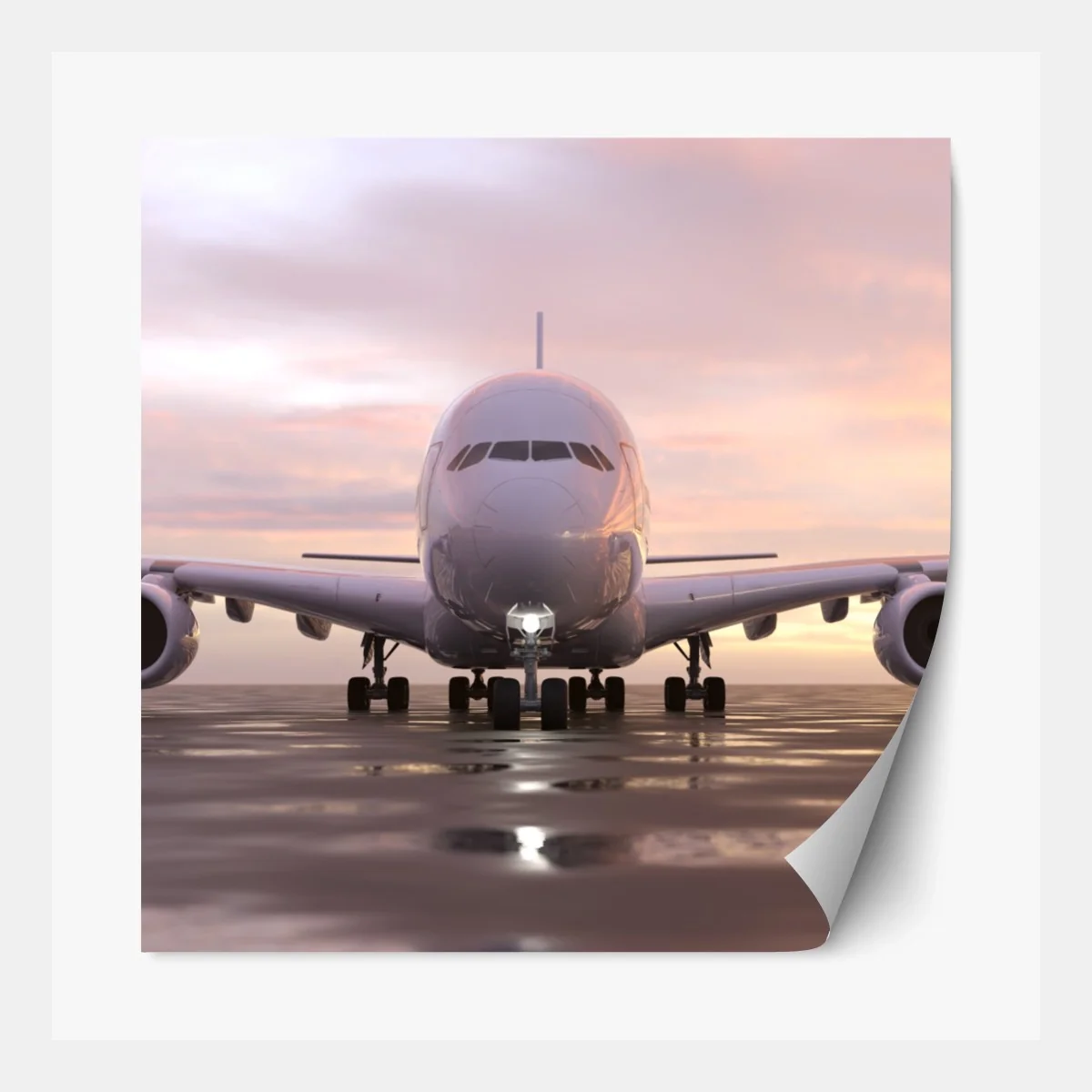 Repositionierbarer Aufkleber jet auf der startbahn bei sonnenuntergang – Wallnifity® Repositionierbarer Aufkleber jet auf der startbahn bei sonnenuntergang – Wallnifity®