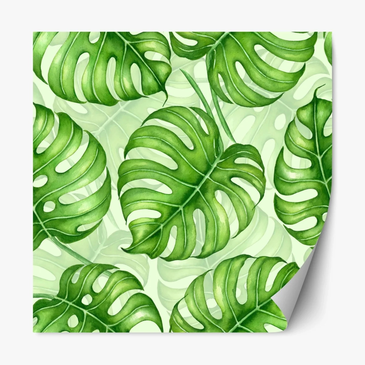 Repositionierbarer Aufkleber aquarell monstera blättermuster – Wallnifity® Repositionierbarer Aufkleber aquarell monstera blättermuster – Wallnifity®