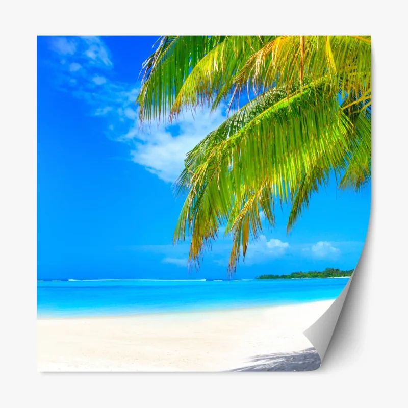 Repositionierbarer Aufkleber türkis beiges blumen geometrisches muster – Wallnifity®