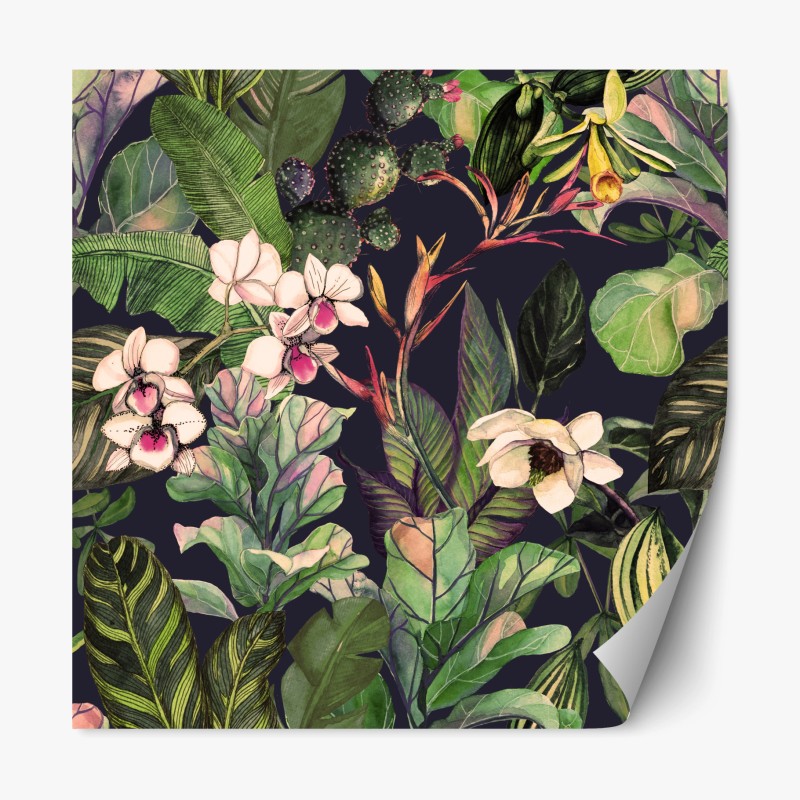 Repositionierbarer Aufkleber tropisches aquarell botanikmuster