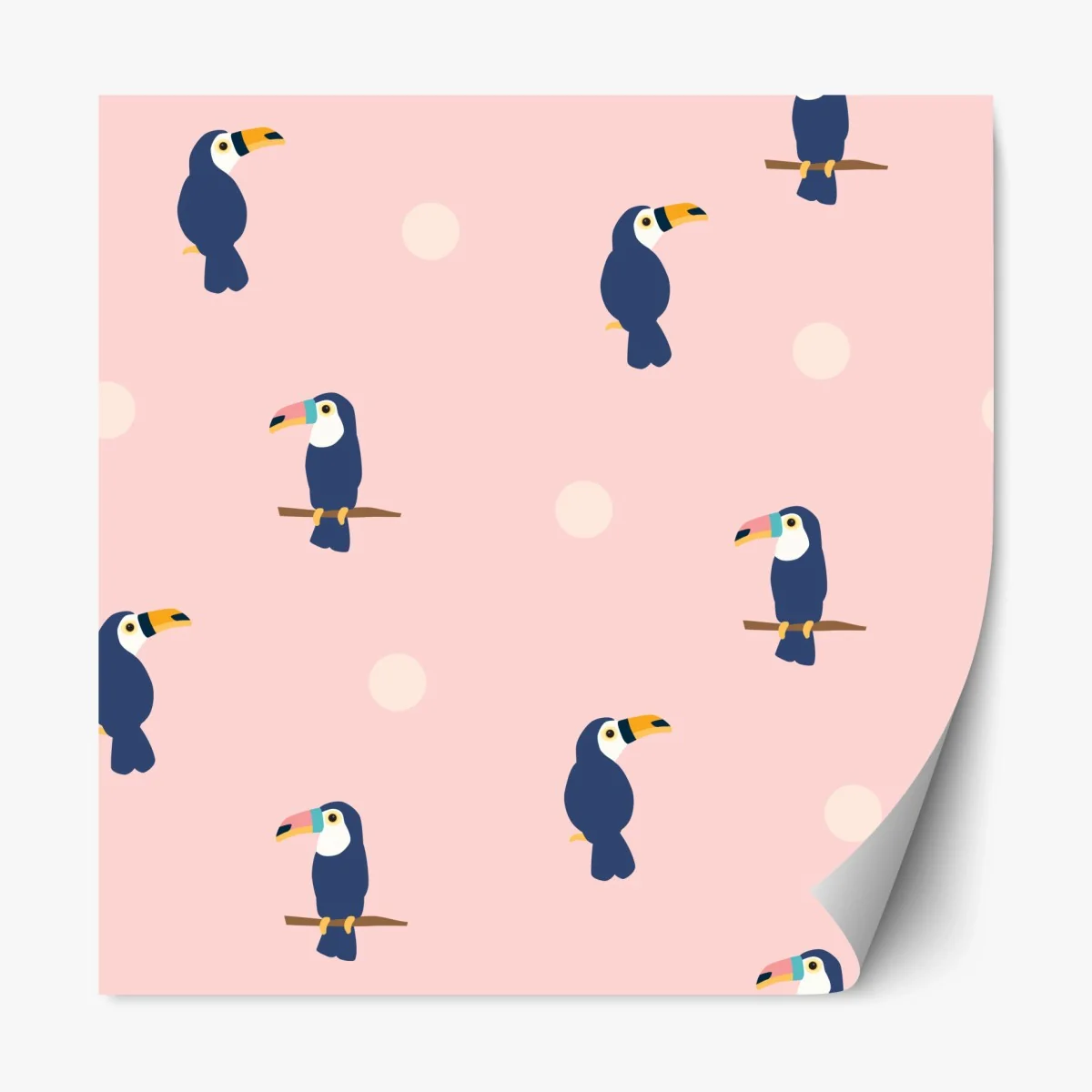 Repositionierbarer Aufkleber verspieltes tukanmuster auf pastellrosa – Wallnifity® Repositionierbarer Aufkleber verspieltes tukanmuster auf pastellrosa – Wallnifity®