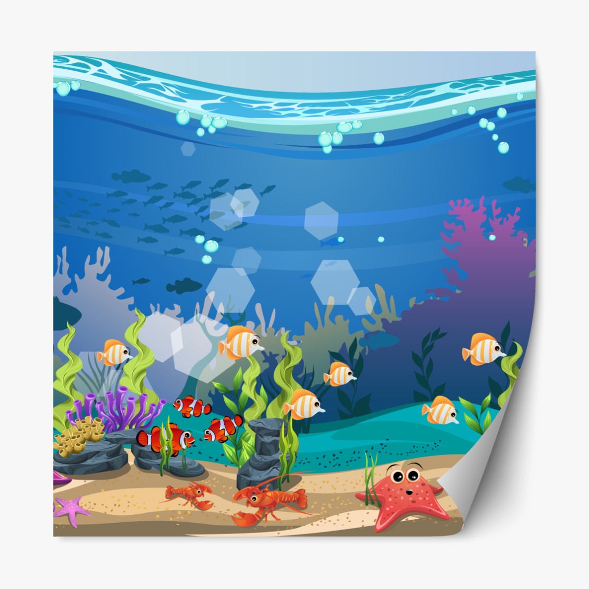 Repositionierbarer Aufkleber verspielte unterwasserwelt mit korallenriff – Wallnifity® Repositionierbarer Aufkleber verspielte unterwasserwelt mit korallenriff – Wallnifity®
