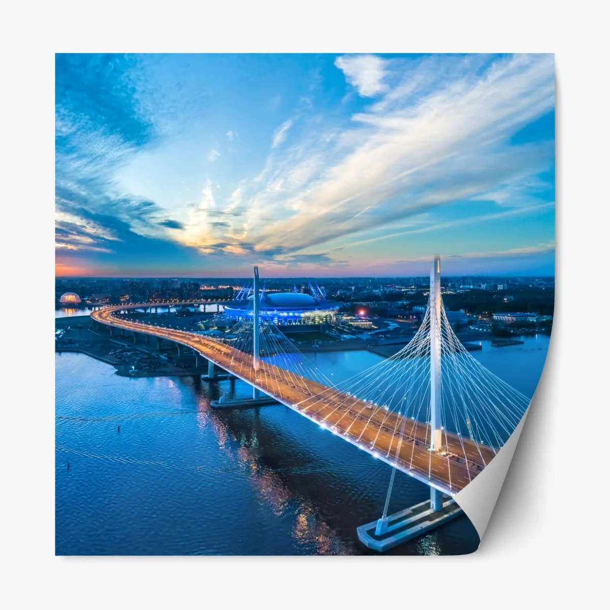 Repositionierbarer Aufkleber Sankt Petersburg brückenpanorama bei dämmerung – Wallnifity® Repositionierbarer Aufkleber Sankt Petersburg brückenpanorama bei dämmerung – Wallnifity®