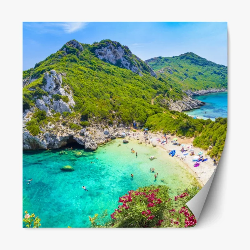 Repositionierbarer Aufkleber Porto Timoni panoramischer strand, Korfu