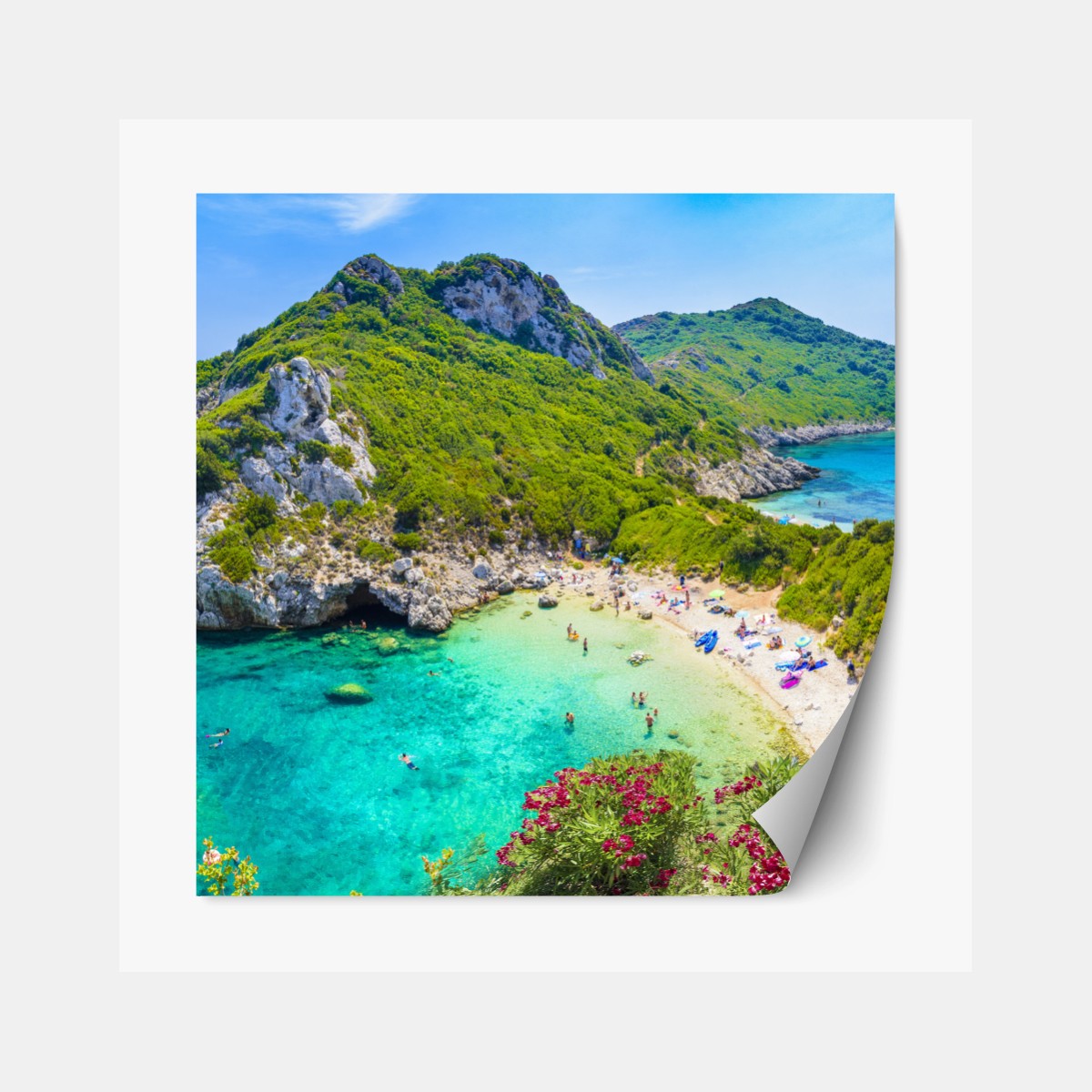 Repositionierbarer Aufkleber Porto Timoni panoramischer strand, Korfu – Wallnifity® Repositionierbarer Aufkleber Porto Timoni panoramischer strand, Korfu – Wallnifity®