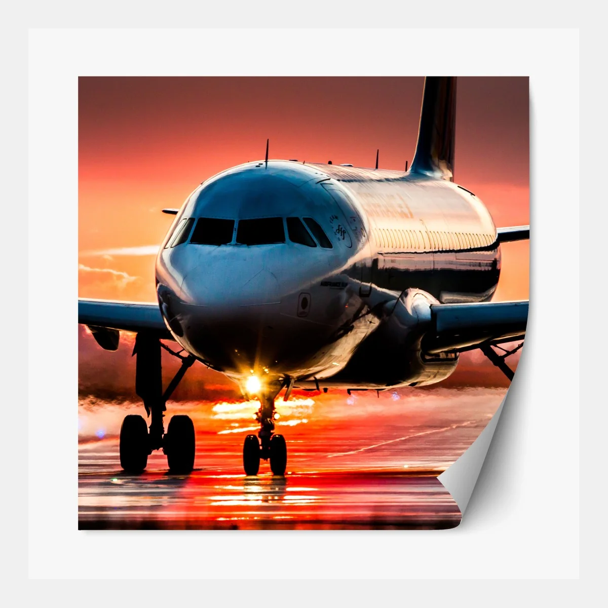 Repositionierbarer Aufkleber jet im sonnenuntergang auf der startbahn – Wallnifity® Repositionierbarer Aufkleber jet im sonnenuntergang auf der startbahn – Wallnifity®