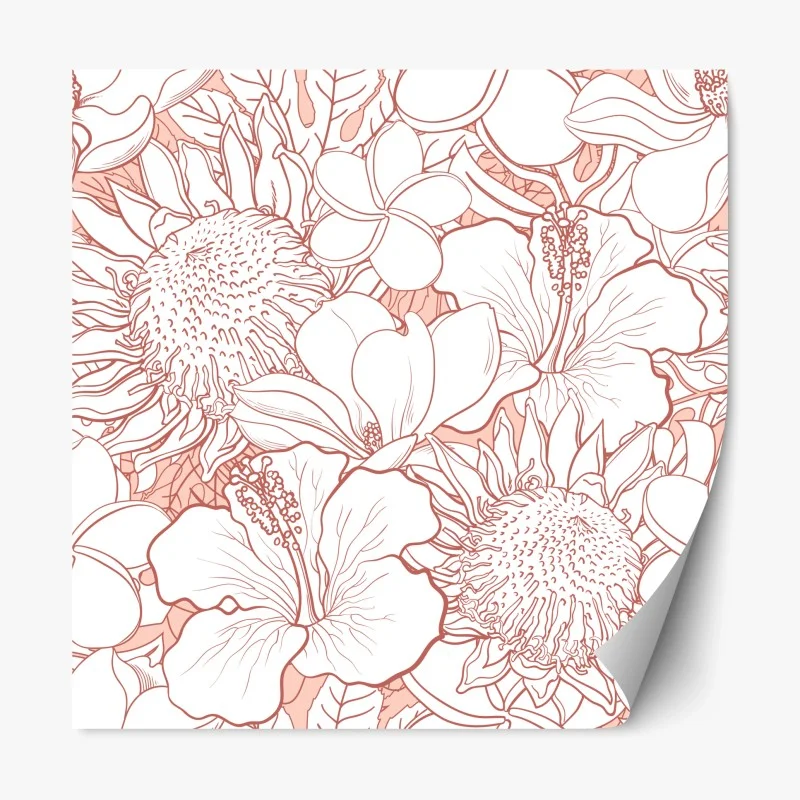 Repositionierbarer Aufkleber zartes korallenfarbenes blumenmuster